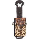Silver Royal - Leather Rear Cinch/Horn Bag - Leopard