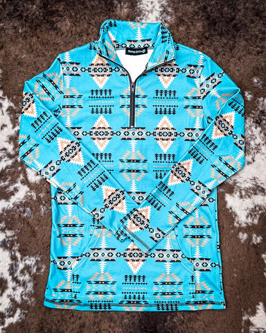 The Laramie Kreek Fitted Pullover displayed on cowhide.