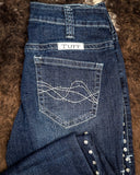 Cowgirl Tuff - Grand Entry Jeans – Crystal Studded Dark Wash Trouser Denim