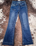 Cowgirl Tuff - Grand Entry Jeans – Crystal Studded Dark Wash Trouser Denim