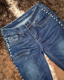 Cowgirl Tuff - Grand Entry Jeans – Crystal Studded Dark Wash Trouser Denim