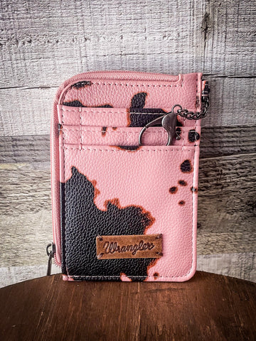 Wrangler Cow Print Card Case - Pink