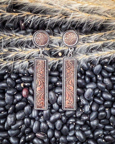 Out West - Bar Dangle Earrings - Copper - Western Jewelry - Earrings - Bronco Western Supply Co.