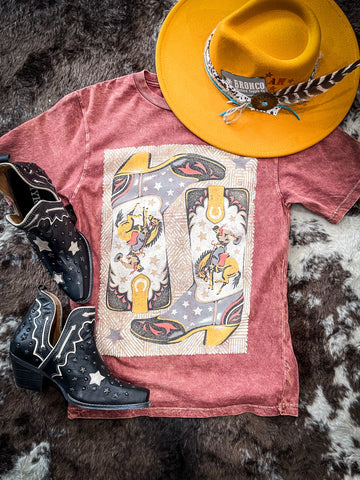 Western Boots Graphic Tee - Vintage Wine