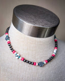 Zoom in of the Chance Navajo Style Pearl & Bead Necklace shown on a mannequin.