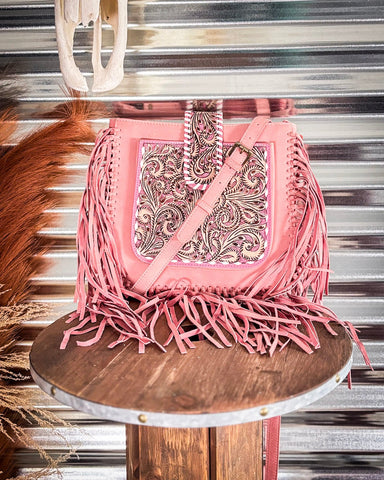 Myra Bag - Oro Valley Hand Tooled Bag in Pink - Western Purse - Bronco Western Supply Co.