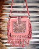 Myra Bag - Oro Valley Hand Tooled Bag in Pink - Western Purse - Bronco Western Supply Co.