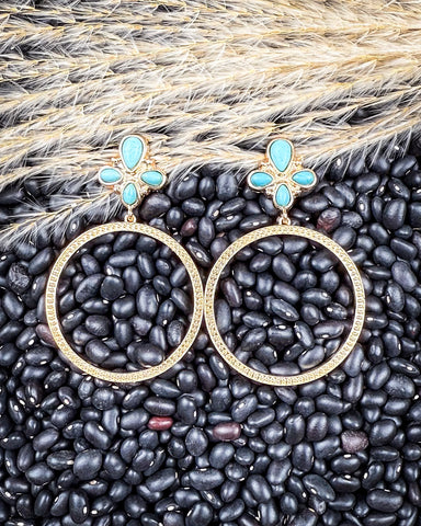 Ocean Bloom Fashion Hoops displayed on beans and wheat.