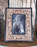 Front view of the Myra Bag - Classic Country Photo Frame on a wood background.