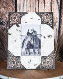 Front view of the Myra Bag - Tumbleweed Trail Photo Frame in Black and White on a wood background.