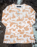 The Desert Burnout Mesh Top displayed on hide background.