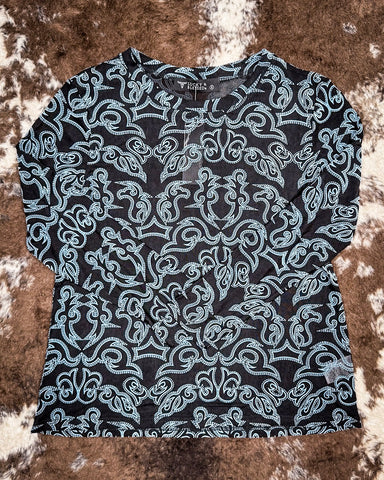 The Bootstitch Burnout Mesh Top displayed on hide background.