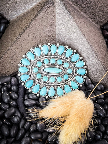 Oval Turquoise Stone Hair Tie