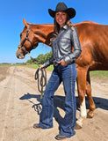 Cowgirl Tuff - Grand Entry Jeans – Crystal Studded Dark Wash Trouser Denim