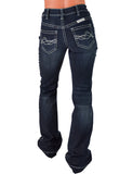 Cowgirl Tuff - Grand Entry Jeans – Crystal Studded Dark Wash Trouser Denim