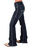 Cowgirl Tuff - Grand Entry Jeans – Crystal Studded Dark Wash Trouser Denim
