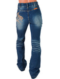 Cowgirl Tuff - Pull-On Buck’n Bronc Trouser Jeans – Natural Waist Medium Wash