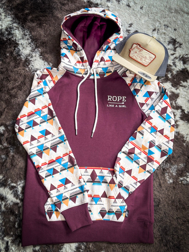 Rope Like a Girl Hooey Ladies Hoodie Maroon