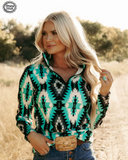 Aztec Everest Fitted Pullover modeled on a women in field setting.