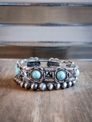 Annie Stackable Fashion Stretch Bracelet - Jewelry - Blue Tortoise - Bronco Western Supply Co.