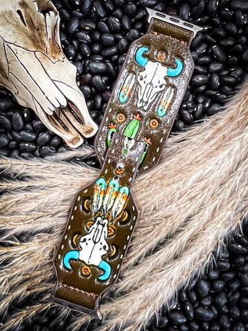 Apple Watch Fashion Band - Bull Skull - Gift Items - Blue Tortoise - Bronco Western Supply Co.