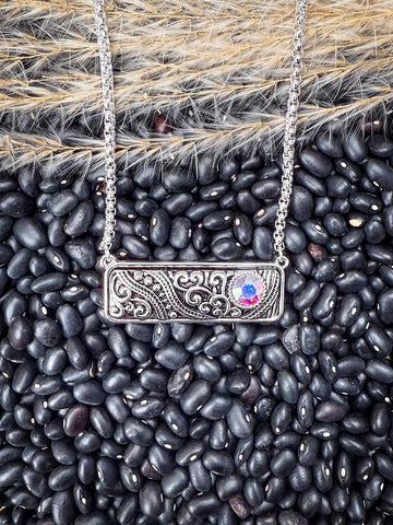 Clementine Western Filigree Fashion Bar Necklace - Jewelry - Blue Tortoise - Bronco Western Supply Co.