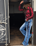 Cowgirl Tuff Blazn' Red Trouser Jeans - Apparel - Cowgirl Tuff Company - Bronco Western Supply Co.