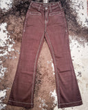 Cowgirl Tuff - Brown Boot Stitch High - Rise Trouser Jeans - Apparel - Cowgirl Tuff Company - Bronco Western Supply Co.
