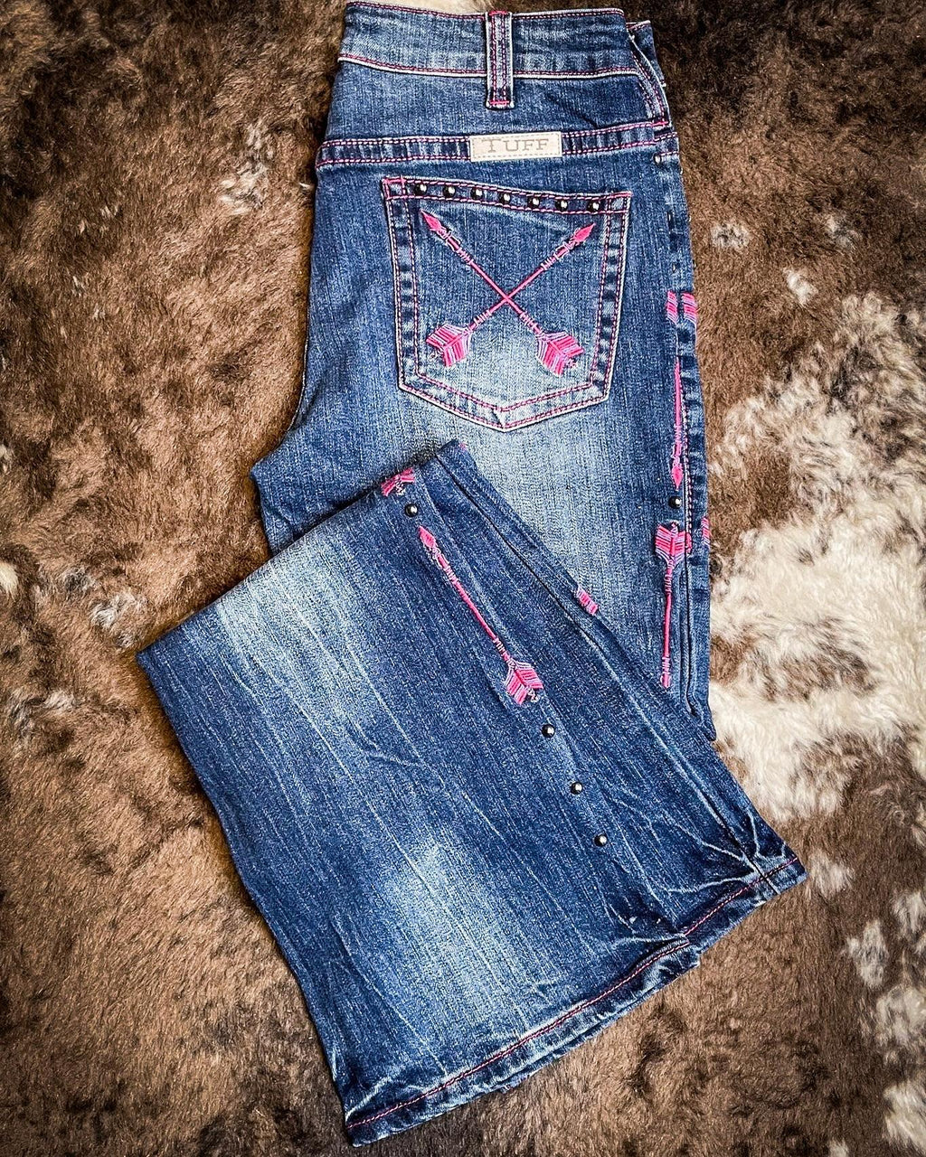 Girl's Cowgirl Tuff Jeans - Pink Arrows