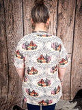 Dune Desert Print Short Sleeve V - Neck Top - Apparel - Lucky & Blessed - Bronco Western Supply Co.