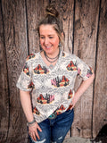 Dune Desert Print Short Sleeve V - Neck Top - Apparel - Lucky & Blessed - Bronco Western Supply Co.