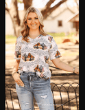 Dune Desert Print Short Sleeve V - Neck Top - Apparel - Lucky & Blessed - Bronco Western Supply Co.