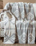 Hazy Grey Aztec Stretchy Throw - Home Decor - Carstens - Bronco Western Supply Co.