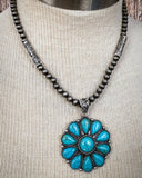 Lola Flower Pendant Fashion Necklace - Jewelry - Blue Tortoise - Bronco Western Supply Co.