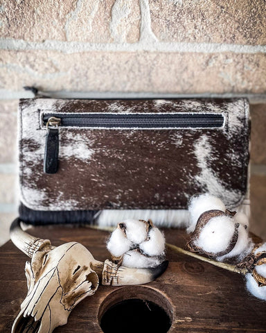 Myra Bag - Cookie Crunch Leather & Hair On Wallet - Western Wallet - Bronco Western Supply Co.