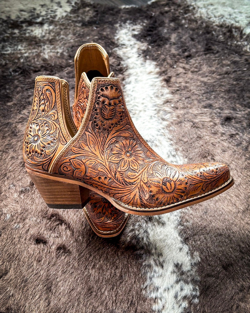 Myra Bag Dakota Charm Booties in Caramel