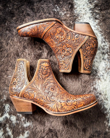 Myra Bag - Dakota Charm Booties in Caramel - Women's Shoe - Western Boot - Bronco Western Supply Co.