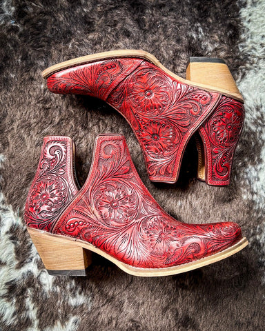 Myra Bag - Western Moxie Booties in Scarlet - Women's Shoes - Myra Bag - Bronco Western Supply Co.