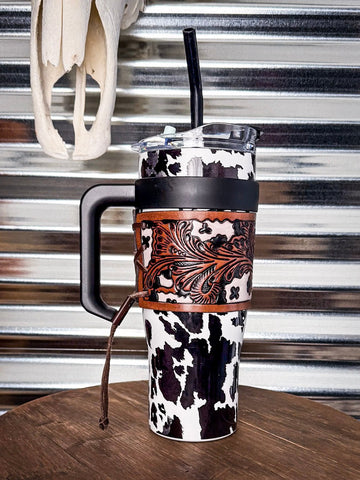 Myra Bag - Wide Wyoming Tumbler in Black and White - Gift Items - Myra Bag - Bronco Western Supply Co.