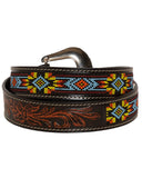 Polychrome Hand - Tooled Seed Bead Belt - Apparel - Myra Bag - Bronco Western Supply Co.