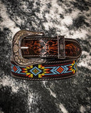 Polychrome Hand - Tooled Seed Bead Belt - Apparel - Myra Bag - Bronco Western Supply Co.