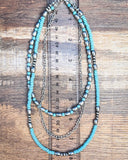 Rowdy Navajo Style Pearl Layered Fashion Necklace - Bead/Turquoise - Jewelry - Blue Tortoise - Bronco Western Supply Co.