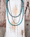 Rowdy Navajo Style Pearl Layered Fashion Necklace - Bead/Turquoise - Jewelry - Blue Tortoise - Bronco Western Supply Co.