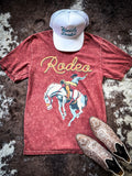 Saddle Bronc Rodeo Graphic Tee - Wine - Apparel - Lotus Fashion - Bronco Western Supply Co.