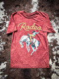 Saddle Bronc Rodeo Graphic Tee - Wine - Apparel - Lotus Fashion - Bronco Western Supply Co.