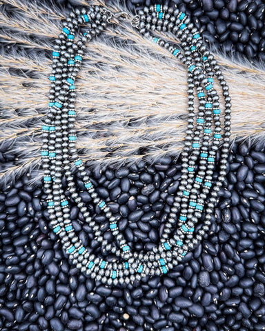Sierra Sky Multi - Strand Fashion Necklace - Jewelry - Blue Tortoise - Bronco Western Supply Co.