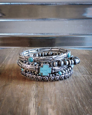 Sierra Stackable Fashion Stretch Bracelet - Jewelry - Blue Tortoise - Bronco Western Supply Co.