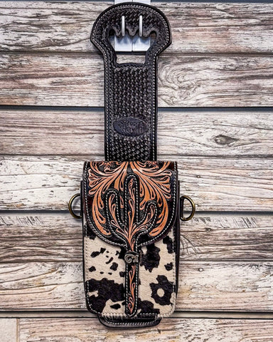 Silver Royal - Leather Rear Cinch/Horn Bag - Hair On - Saddle Bags - Tough 1 - Bronco Western Supply Co.