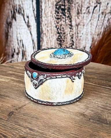 Tough 1 - Cowhide Trinket Box - Gift Items - Tough 1 - Bronco Western Supply Co.
