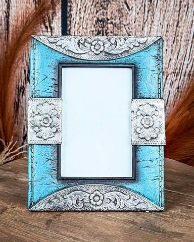 Tough 1 - Turquoise and Silver Picture Frame - Gift Items - Tough 1 - Bronco Western Supply Co.